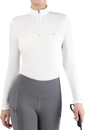 Harrison Howard Women's Equestrian Sweat Absorption Quick Drying Horse Riding Long Sleeve Shirt 1/4 Zip Base Layer