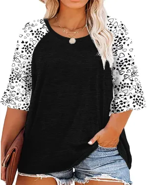 HDLTE Womens Plus Size 3/4 Ruffle Sleeve Tops Casual Loose Crew Neck Shirts Dressy Floral Bell Sleeve Tunic Blouses