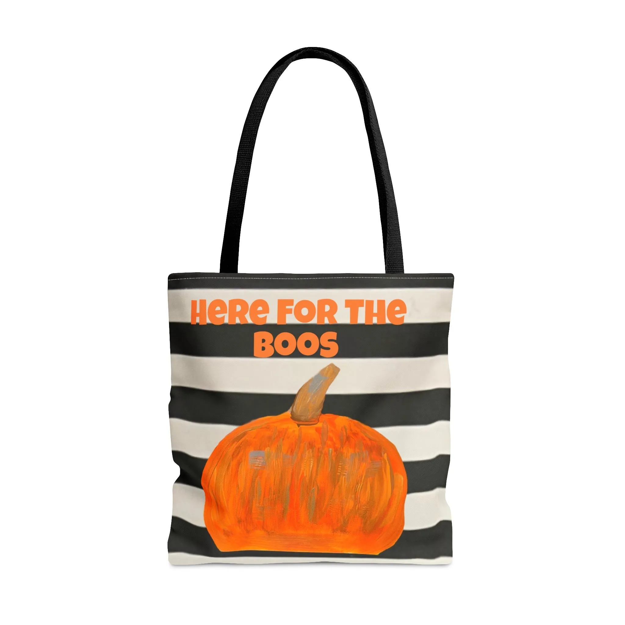 Here For The Boos Black and White Striped Tote Bag (AOP)