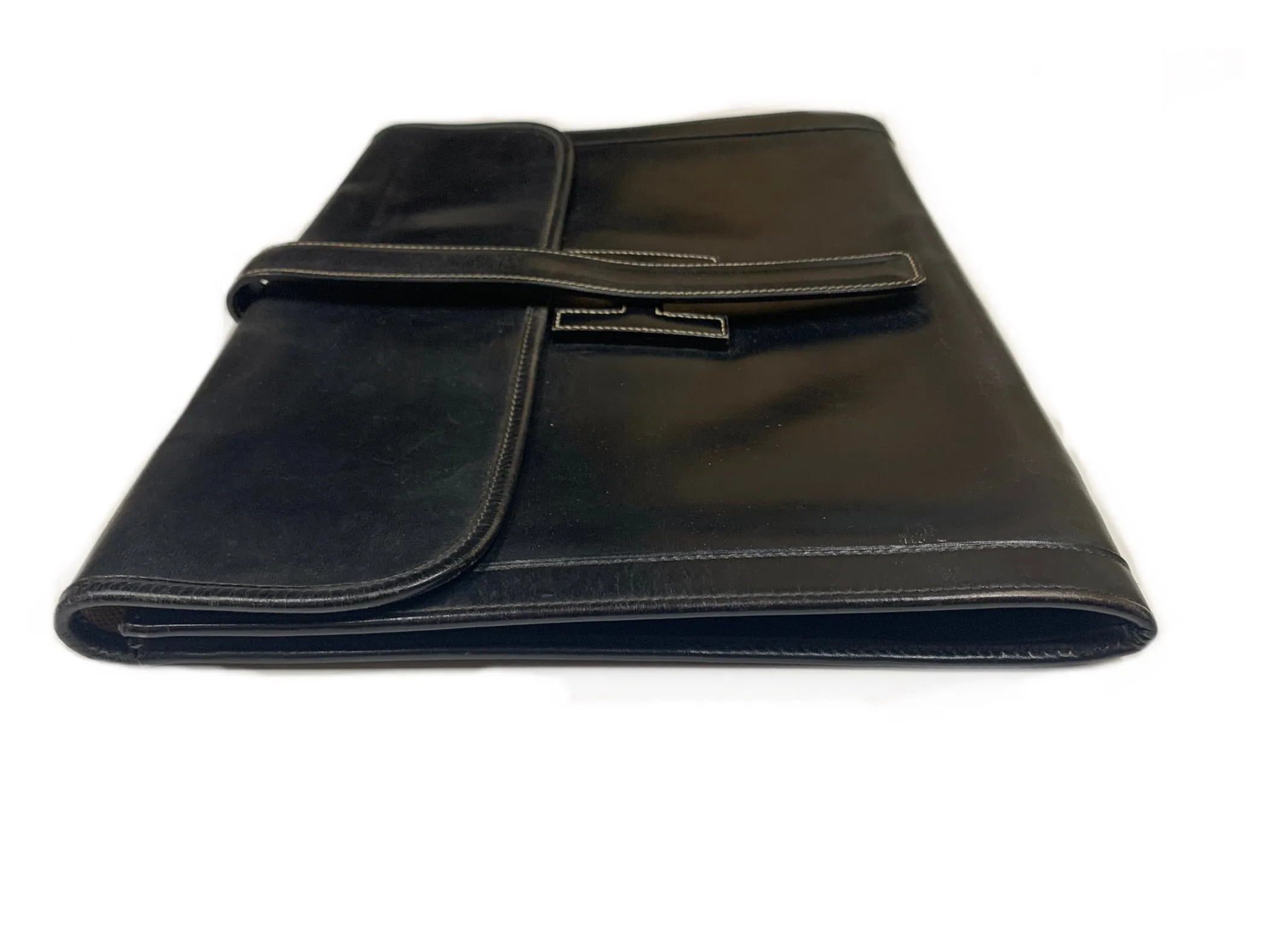 HERMS VINTAGE JIGE GM CALF LEATHER CLUTCH ENVELOPE HANDBAG