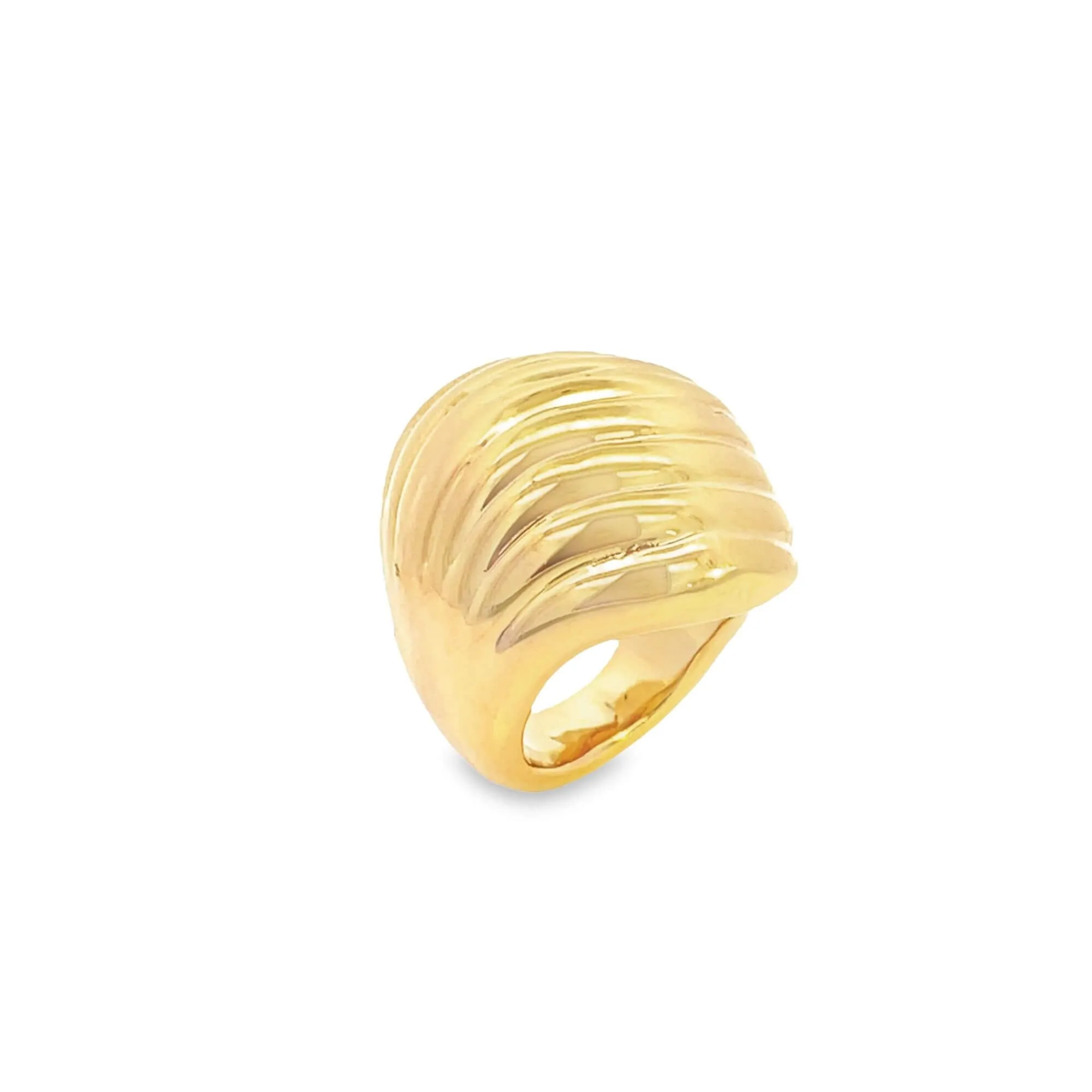 High End Exclusive Croissant Wavy Dome Ring (D114)