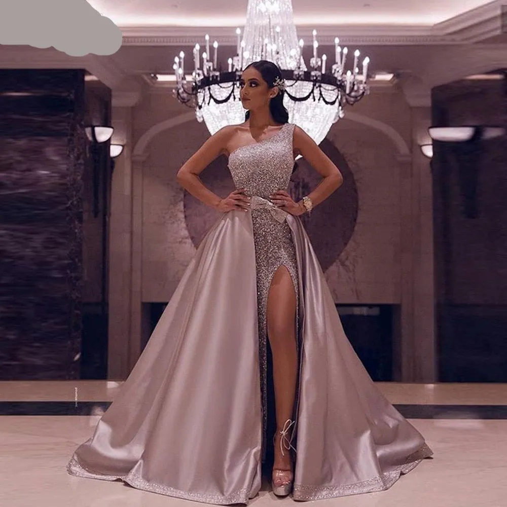 High-end High Split One Shoulder Backless Evening Dress