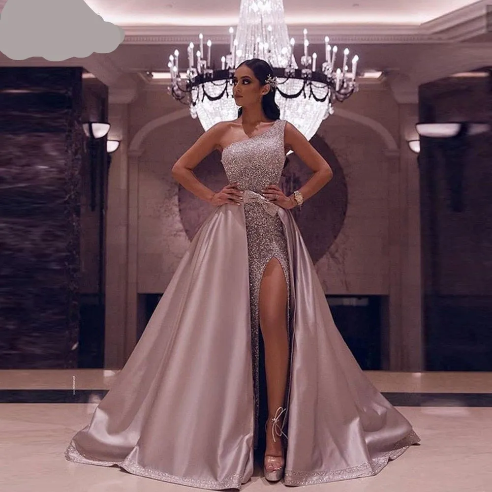 High-end High Split One Shoulder Backless Evening Dress