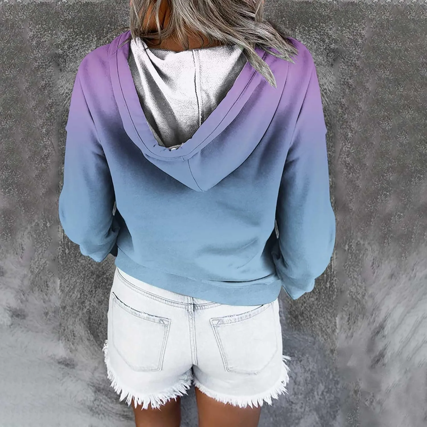 hlysgo Womens Fall Fashion 2024 Hoodies Casual Oversized Sweatshirt Long Sleeve 1/4 Button Up Pullover Gradient Hoodie