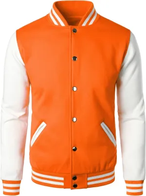 HOOD CREW Mans Varsity Baseball Jacket Cotton Blend Letterman Jackets