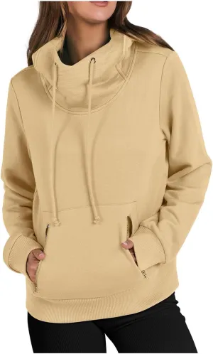 Hoodie Sweatshirt For Women Fall Fashion 2024 Casual Long Sleeve Cowl Neck Hooded Sweatshirt Teen Girls Pullovers