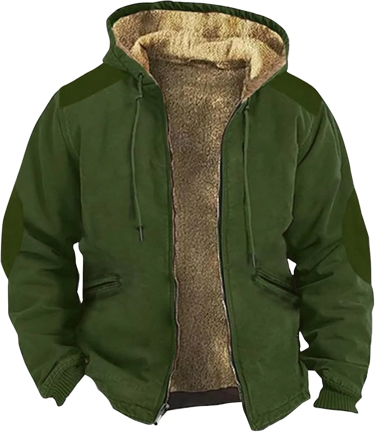 Hoodies for Men Zip Up Sweashirts Flannel Shirt Plaid Zip Up Sherpa Hooded Sweatshirt Warm Winter Coat