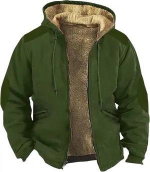 Hoodies for Men Zip Up Sweashirts Flannel Shirt Plaid Zip Up Sherpa Hooded Sweatshirt Warm Winter Coat