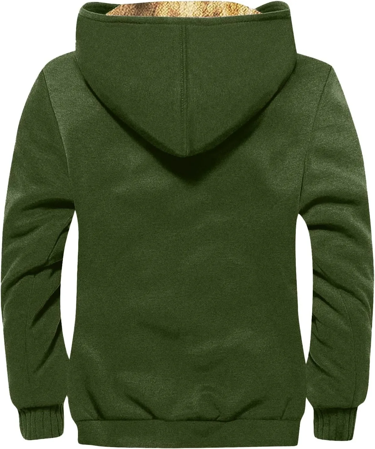 Hoodies for Men Zip Up Sweashirts Flannel Shirt Plaid Zip Up Sherpa Hooded Sweatshirt Warm Winter Coat