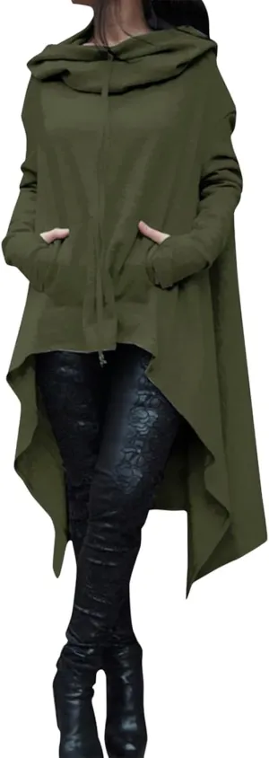 Hoodies for Women Trendy Cowl Neck Hi-Low Hem Sweatshirts Casual Long Sleeve Asymmetric Long Fall Hoodie with Pockets