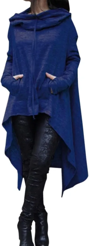 Hoodies for Women Trendy Cowl Neck Hi-Low Hem Sweatshirts Casual Long Sleeve Asymmetric Long Fall Hoodie with Pockets