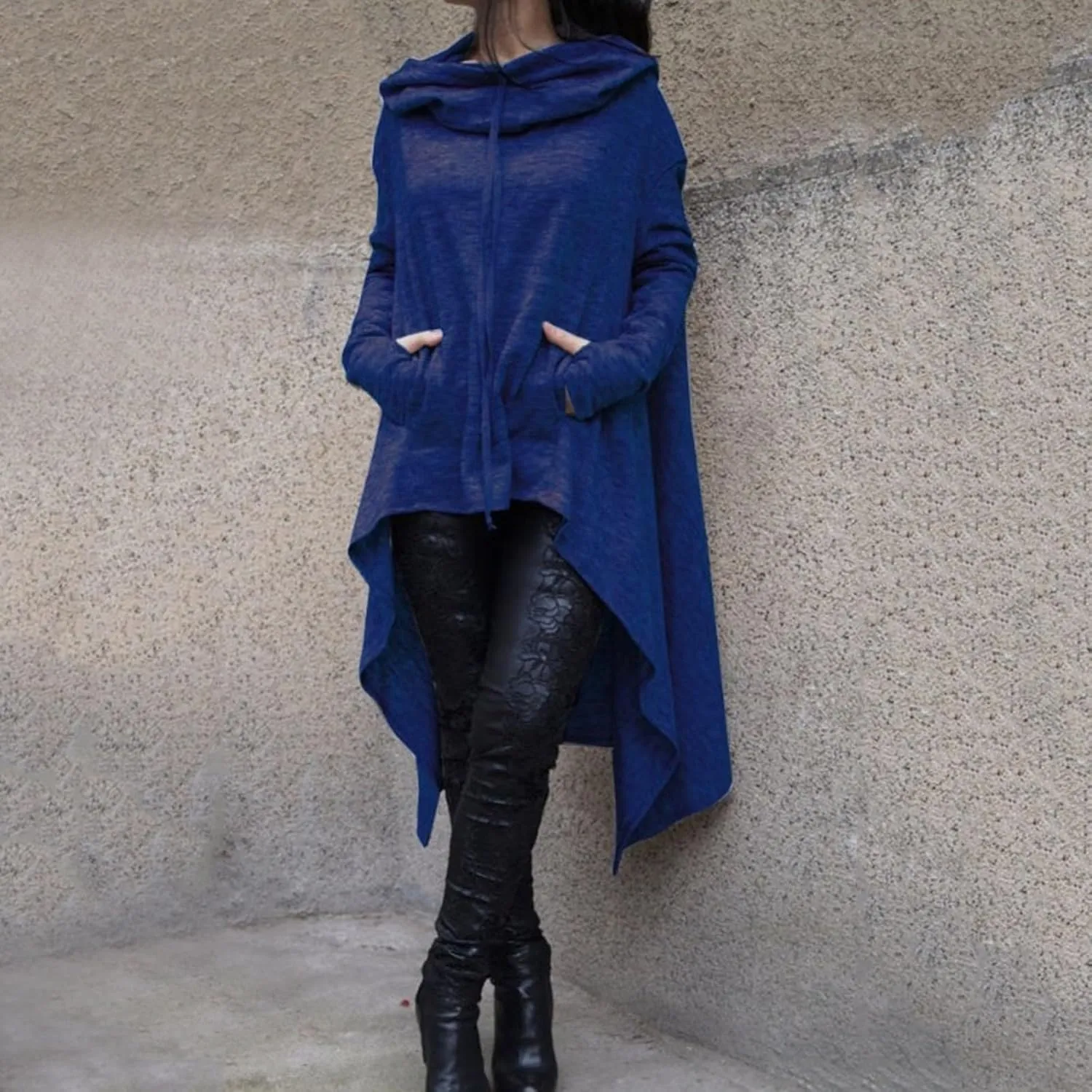 Hoodies for Women Trendy Cowl Neck Hi-Low Hem Sweatshirts Casual Long Sleeve Asymmetric Long Fall Hoodie with Pockets