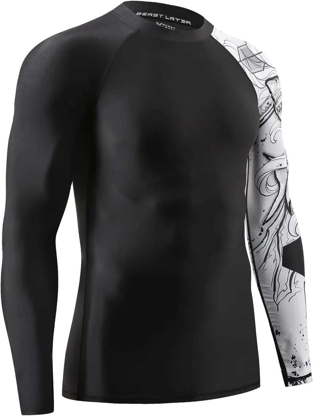 HUGE SPORTS Men's Swim Shirts Long Sleeve UPF 50  Rash Guard Sun Shirts UV Sun Protection