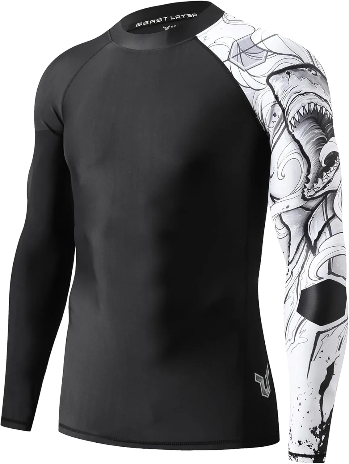 HUGE SPORTS Men's Swim Shirts Long Sleeve UPF 50  Rash Guard Sun Shirts UV Sun Protection