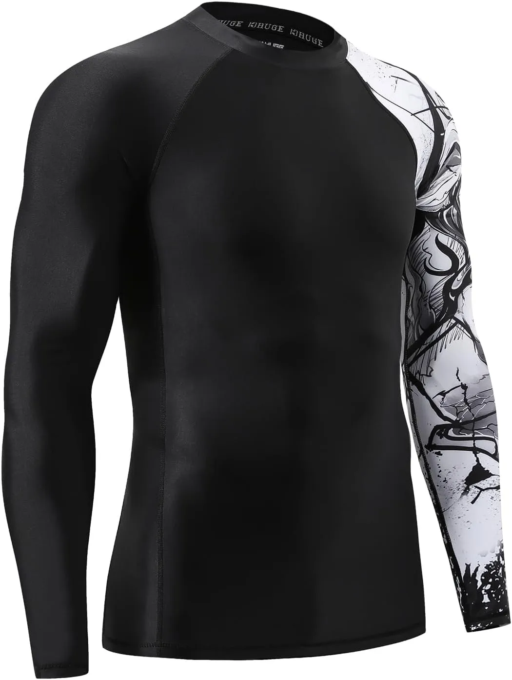 HUGE SPORTS Men's Swim Shirts Long Sleeve UPF 50  Rash Guard Sun Shirts UV Sun Protection