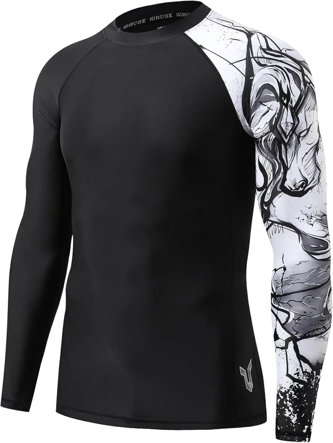 HUGE SPORTS Men's Swim Shirts Long Sleeve UPF 50  Rash Guard Sun Shirts UV Sun Protection
