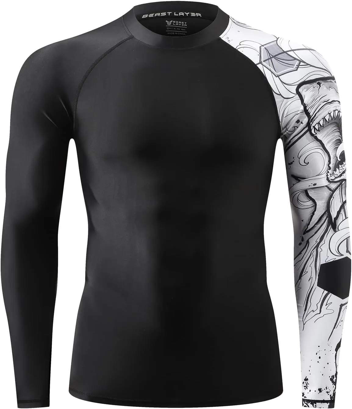 HUGE SPORTS Men's Swim Shirts Long Sleeve UPF 50  Rash Guard Sun Shirts UV Sun Protection