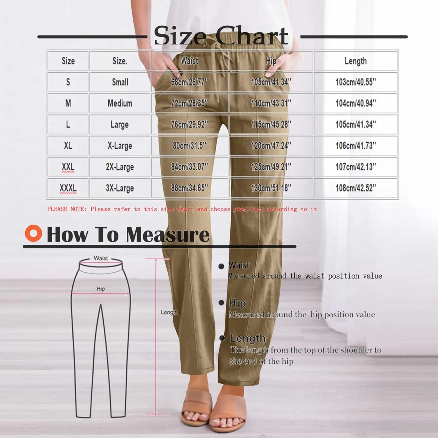Hvyesh Womens Casual Linen Pants High Waist Drawstring Loose Fit Summer Pants Straight Leg Trousers with Pockets
