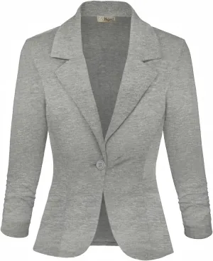 Hybrid & Company Women's Lightweight Casual Work Office Stretch Ponte Cardigan Blazer Jacket Made in USA