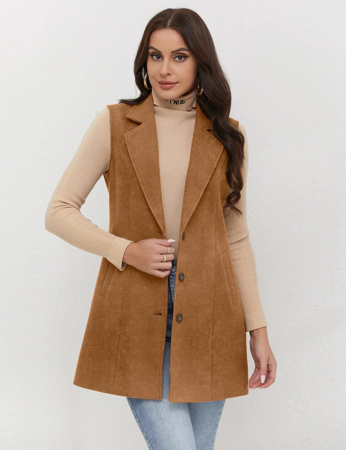 IDEALSANXUN Plaid Vest for Women Fall Winter Sleeveless Blazer Jackets