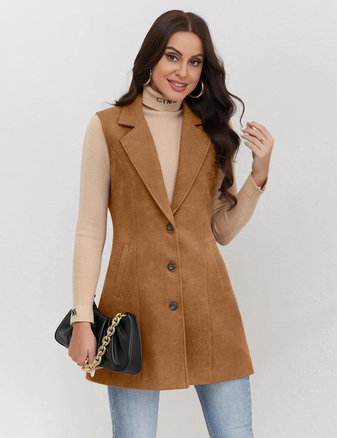 IDEALSANXUN Plaid Vest for Women Fall Winter Sleeveless Blazer Jackets