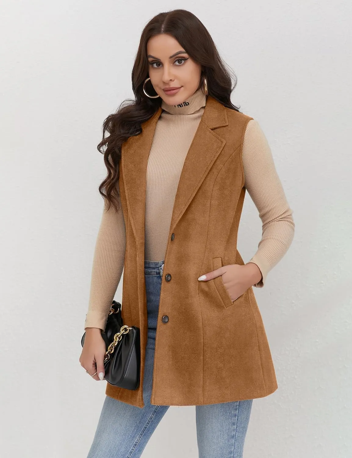 IDEALSANXUN Plaid Vest for Women Fall Winter Sleeveless Blazer Jackets