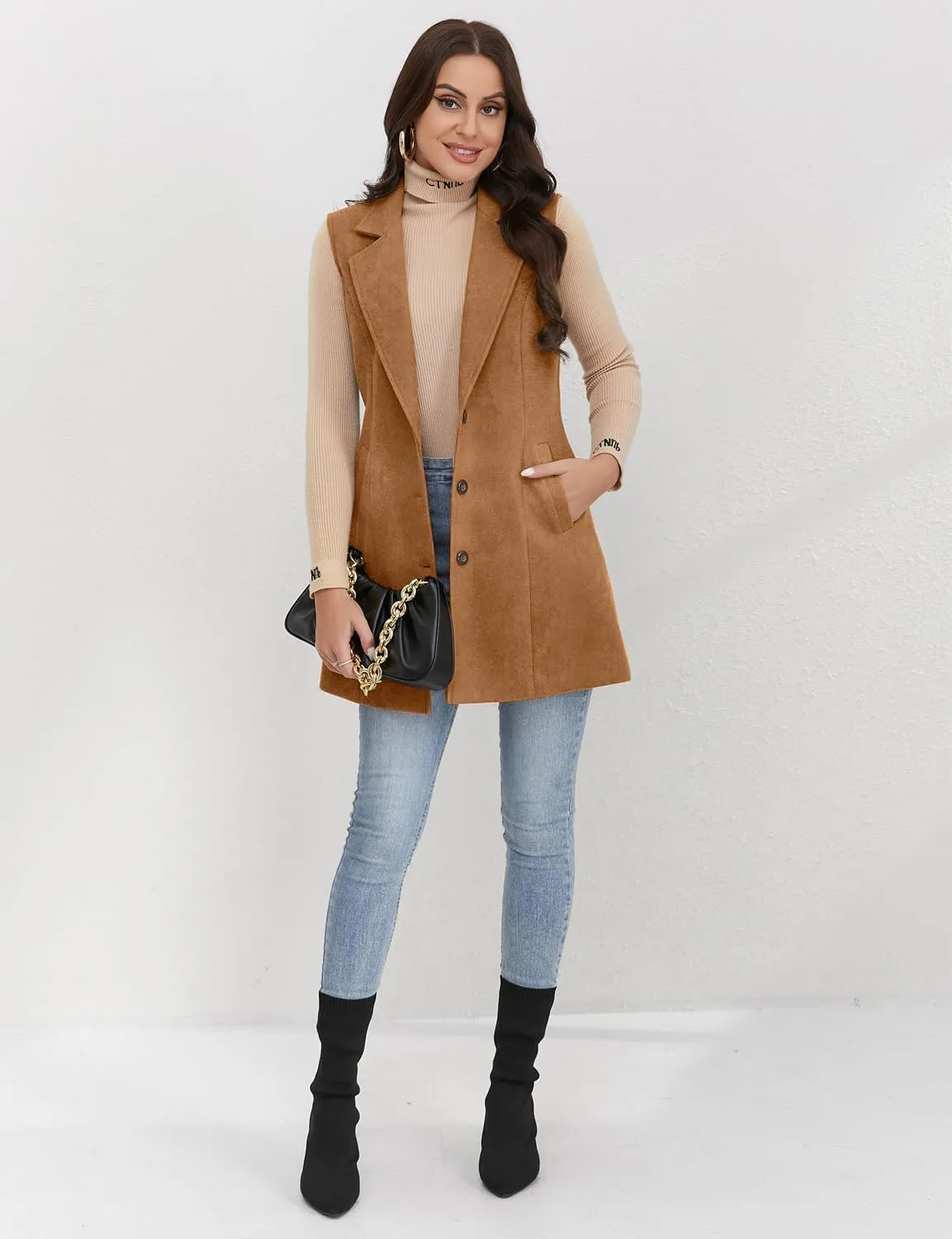 IDEALSANXUN Plaid Vest for Women Fall Winter Sleeveless Blazer Jackets
