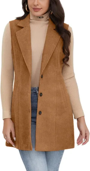 IDEALSANXUN Plaid Vest for Women Fall Winter Sleeveless Blazer Jackets
