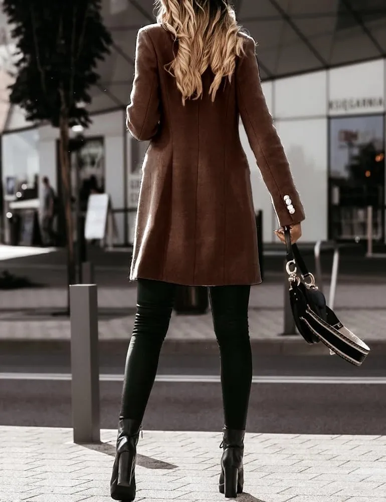 IDEALSANXUN Womens Fall Winter Double Breasted Wool Trench Coat Jackets