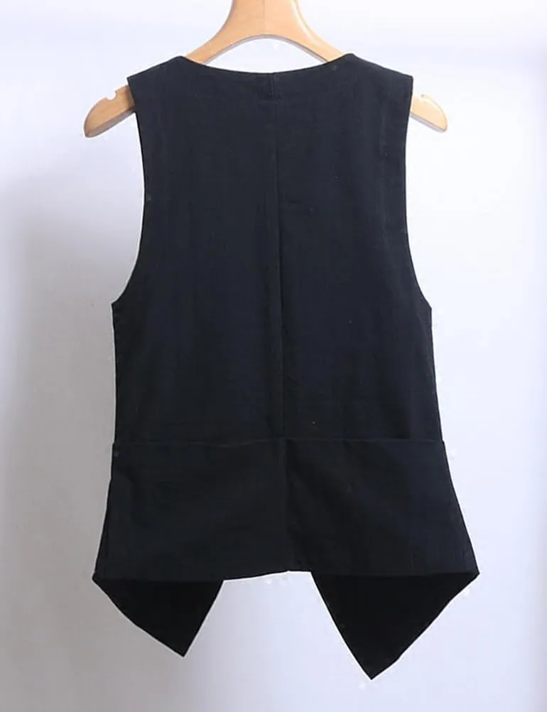 IDEALSANXUN Womens Linen Vest Tops Sleeveless Spring Summer Blazer Jackets