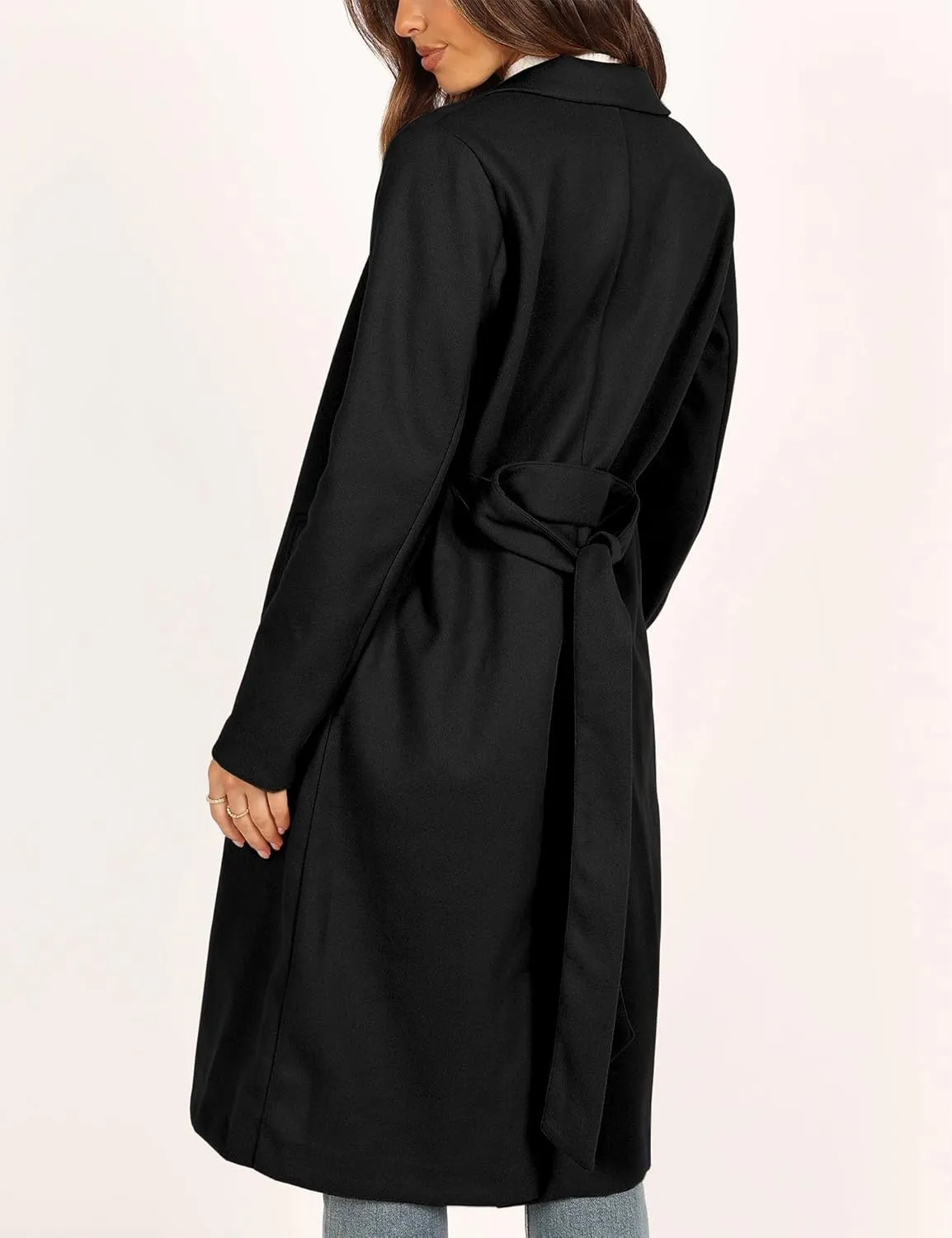 IDEALSANXUN Womens Long Wool Coat Fall Winter Notch Lapel Trench Coat Peacoat Jackets