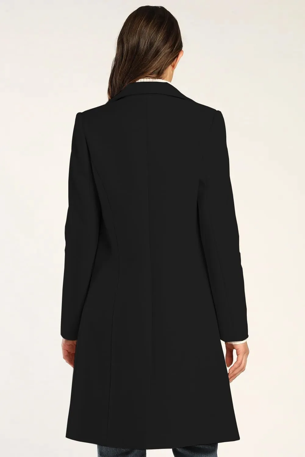 IDEALSANXUN Womens Wool Coats Fall Winter Notch Lapel Long Trench Coat Peacoat Blazer Jackets