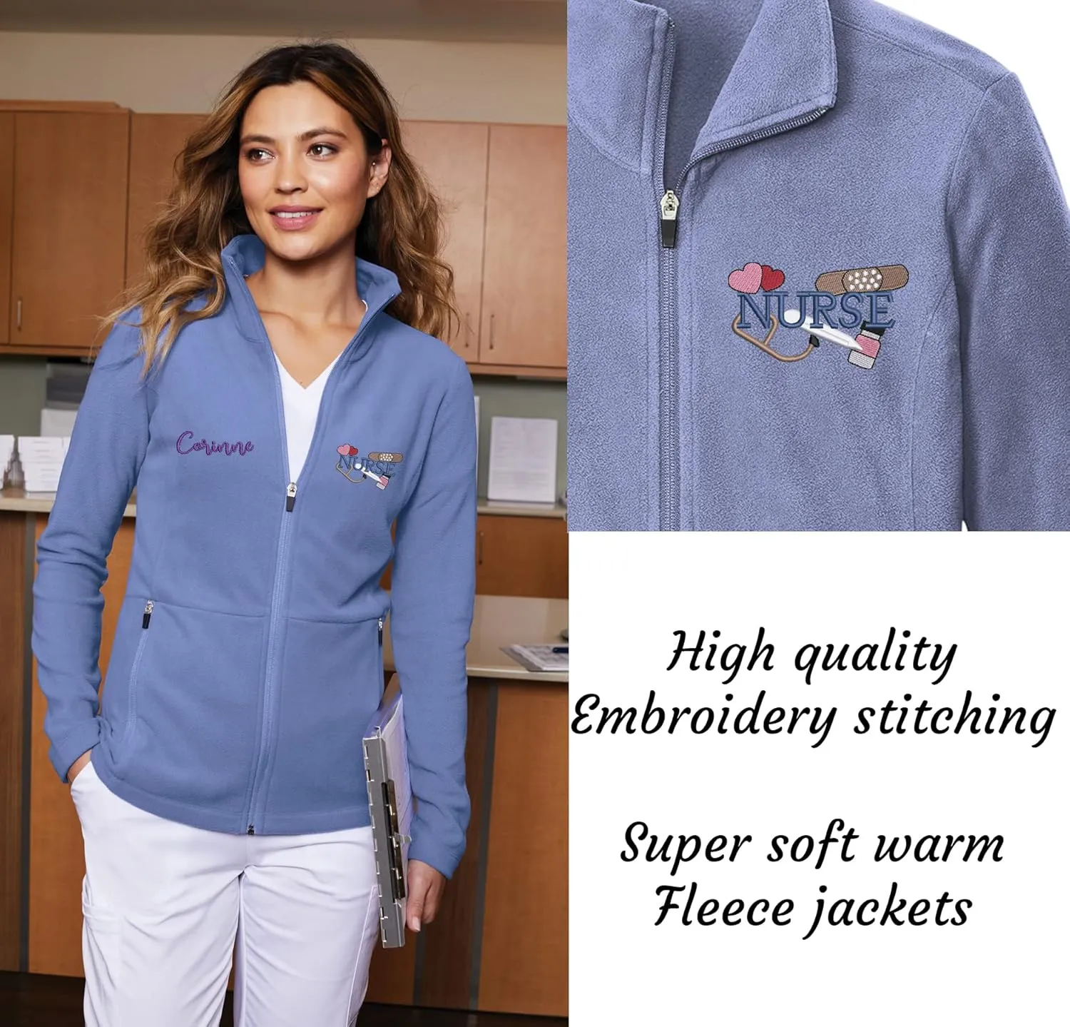 INK STITCH Women L151 Custom Embroidery Design your Own Logo Texts Accord Microfleece Jackets