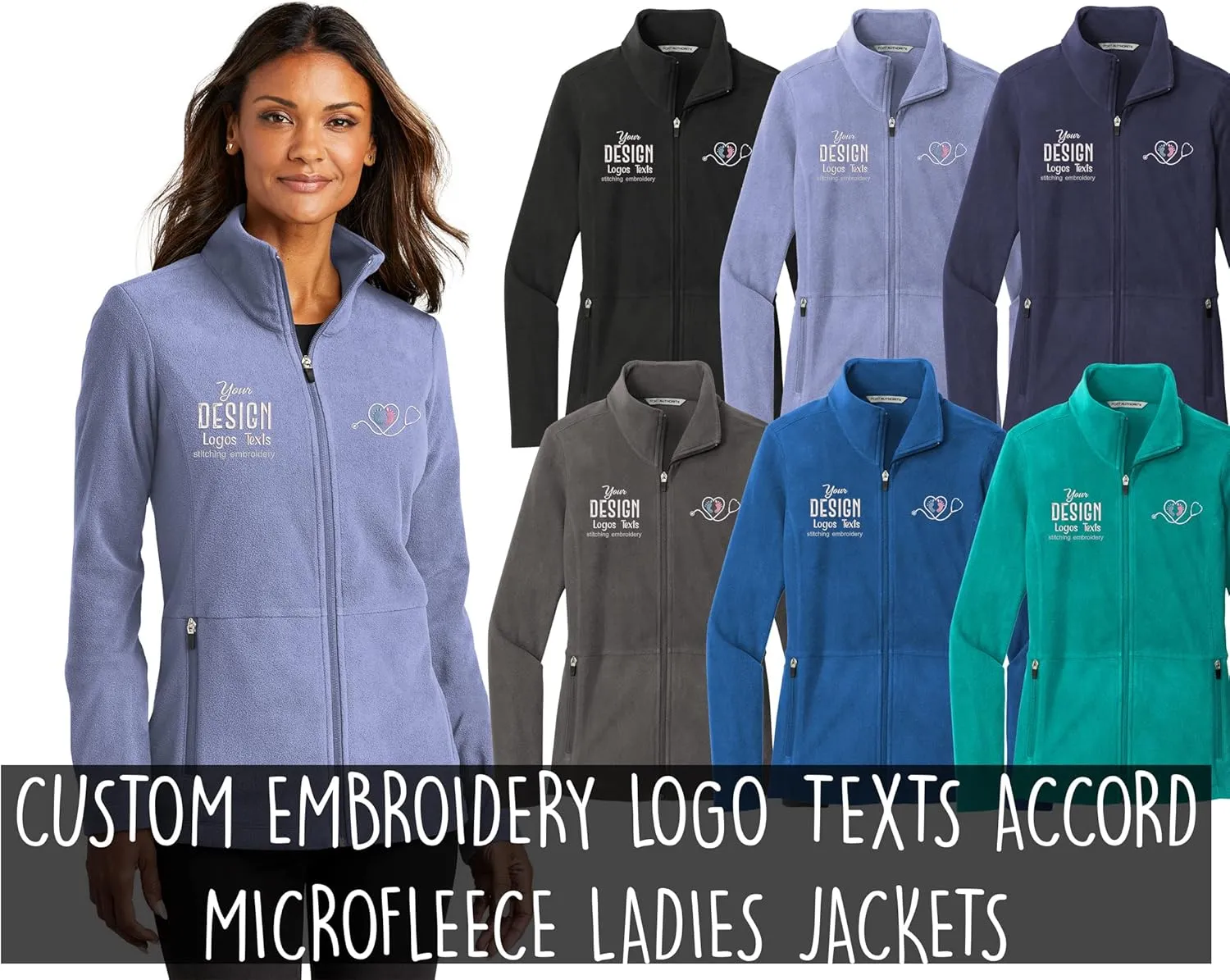 INK STITCH Women L151 Custom Embroidery Design your Own Logo Texts Accord Microfleece Jackets