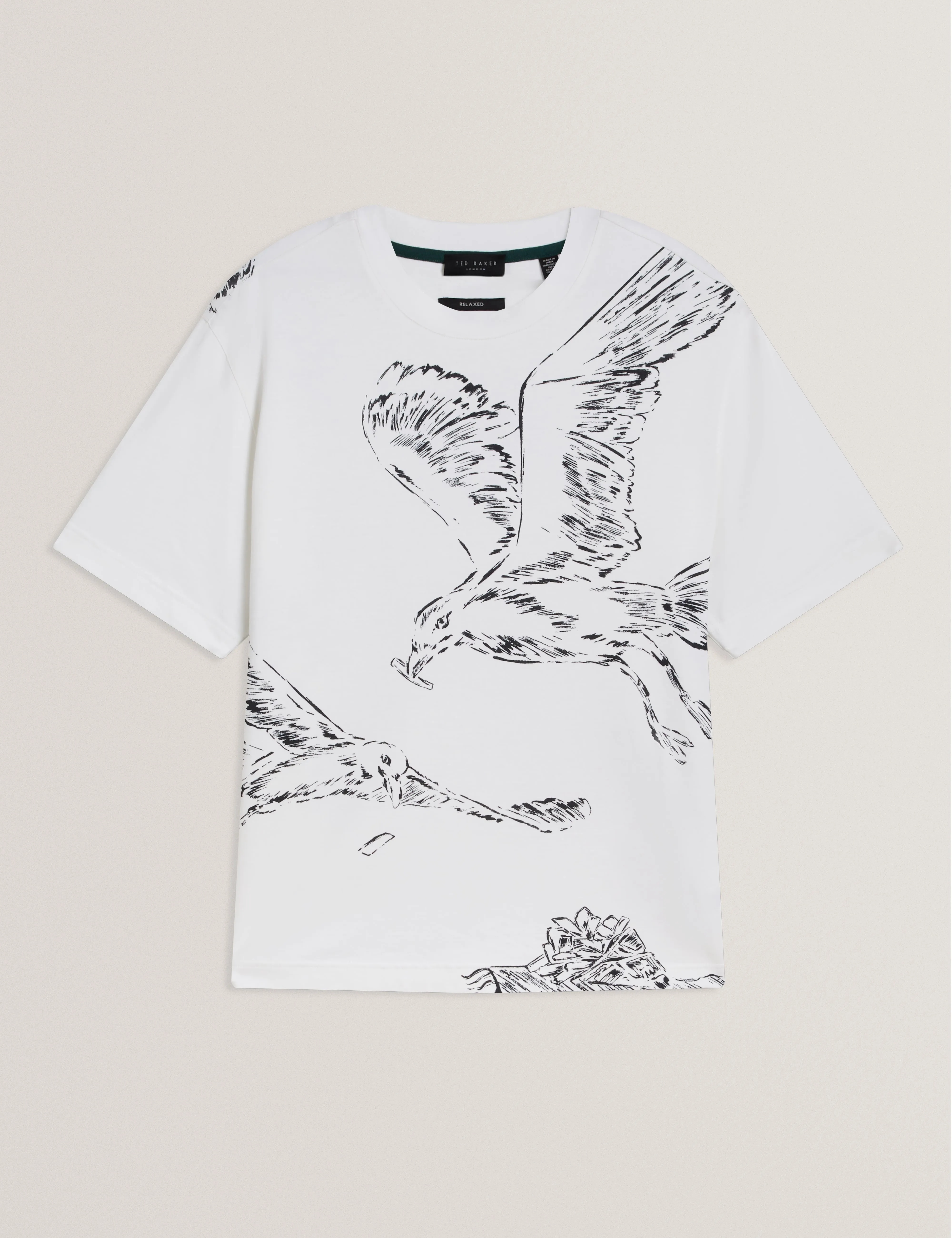 Jamesio Short Sleeve Graphic Seagull T-Shirt White