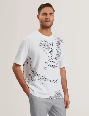 Jamesio Short Sleeve Graphic Seagull T-Shirt White