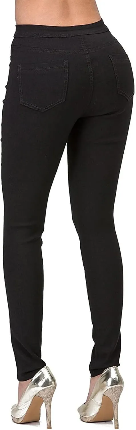 Jeggings for Women Tummy Control Jeans High Waisted Stretchy Elastic Pants Pull-on Sexy Brown Denim Pants