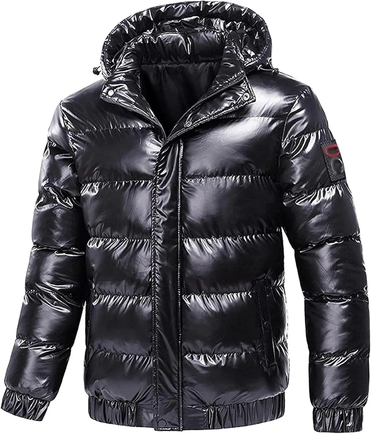 JEsilunmaMY Men's Thermal Shiny Hooded Puffer Jacket Winter Coats Water-Resistant Down Coats Insulated Padded Puffy Coat