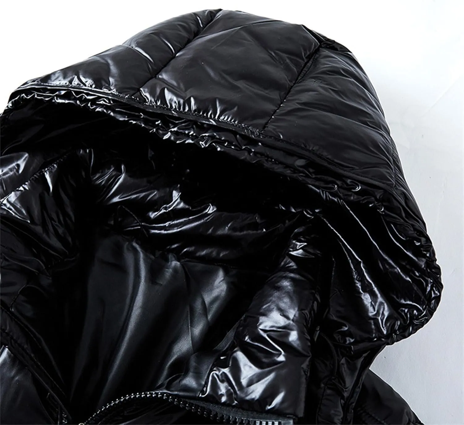 JEsilunmaMY Men's Thermal Shiny Hooded Puffer Jacket Winter Coats Water-Resistant Down Coats Insulated Padded Puffy Coat
