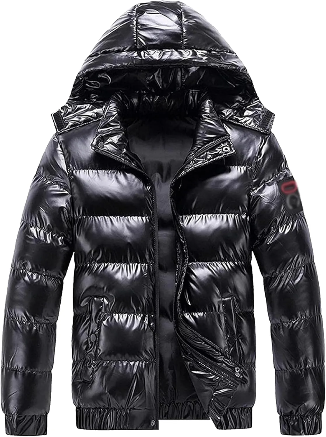 JEsilunmaMY Men's Thermal Shiny Hooded Puffer Jacket Winter Coats Water-Resistant Down Coats Insulated Padded Puffy Coat