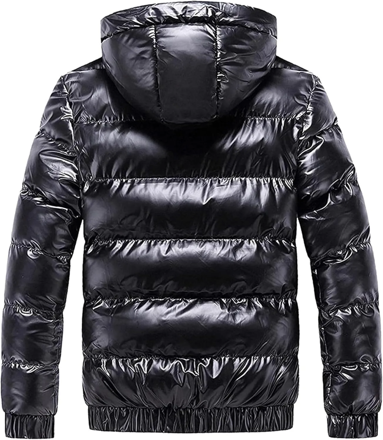 JEsilunmaMY Men's Thermal Shiny Hooded Puffer Jacket Winter Coats Water-Resistant Down Coats Insulated Padded Puffy Coat