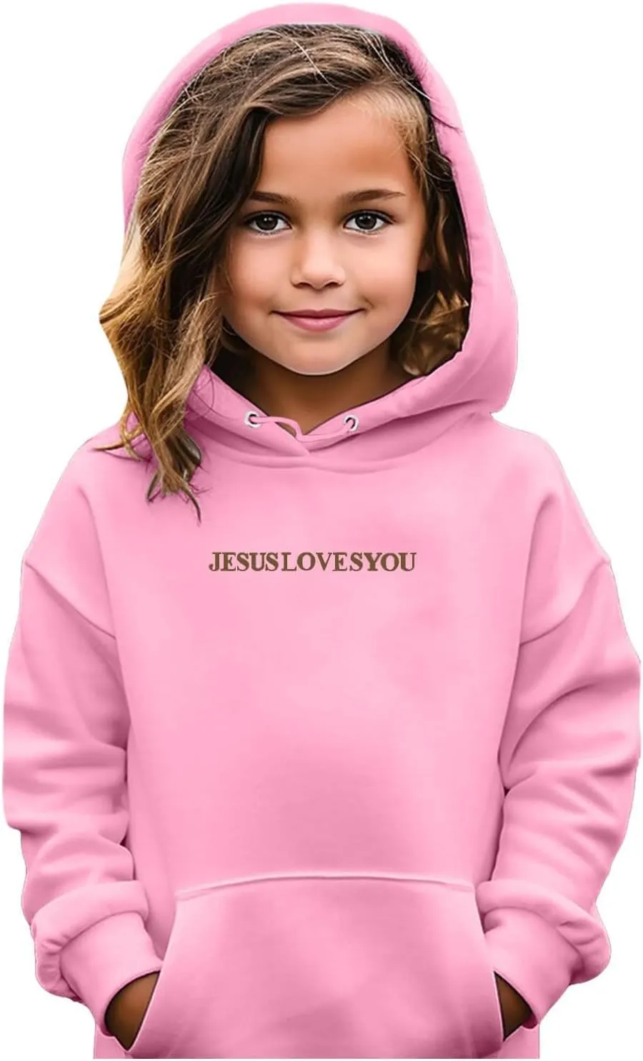 Jesus Loves You Girls Oversized Hoodies Drop Shoulder Letter Print Preppy Sweatshirt Sweatshirt Tops with Pockets