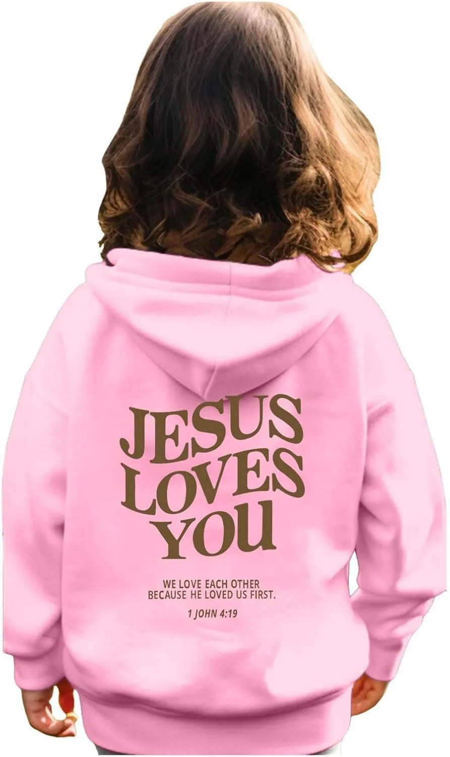 Jesus Loves You Girls Oversized Hoodies Drop Shoulder Letter Print Preppy Sweatshirt Sweatshirt Tops with Pockets