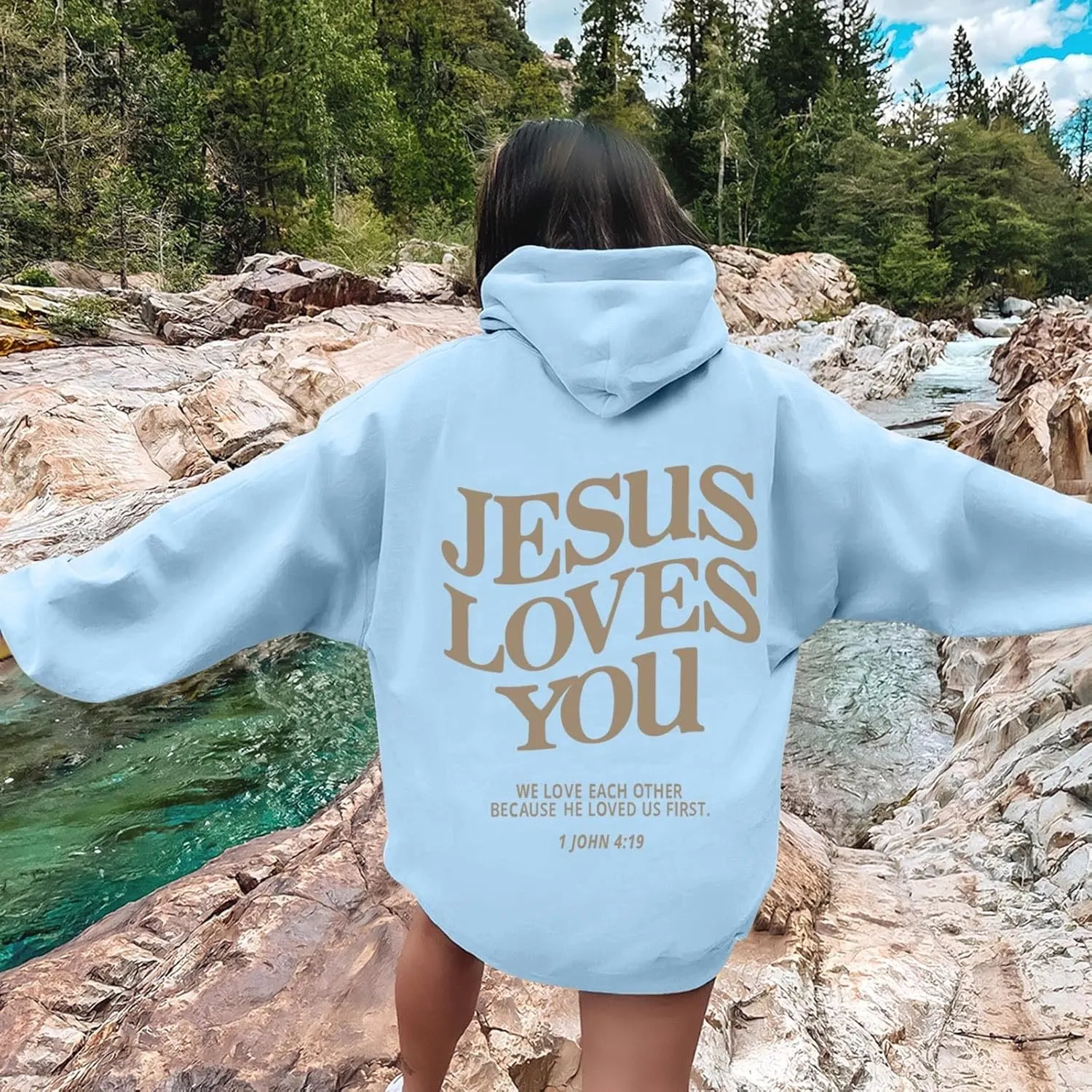Jesus Loves You Hoodie for Women Men Have A Good Day Christian Hooded Sweatshirts Bible Verse Religious Pullover Tops