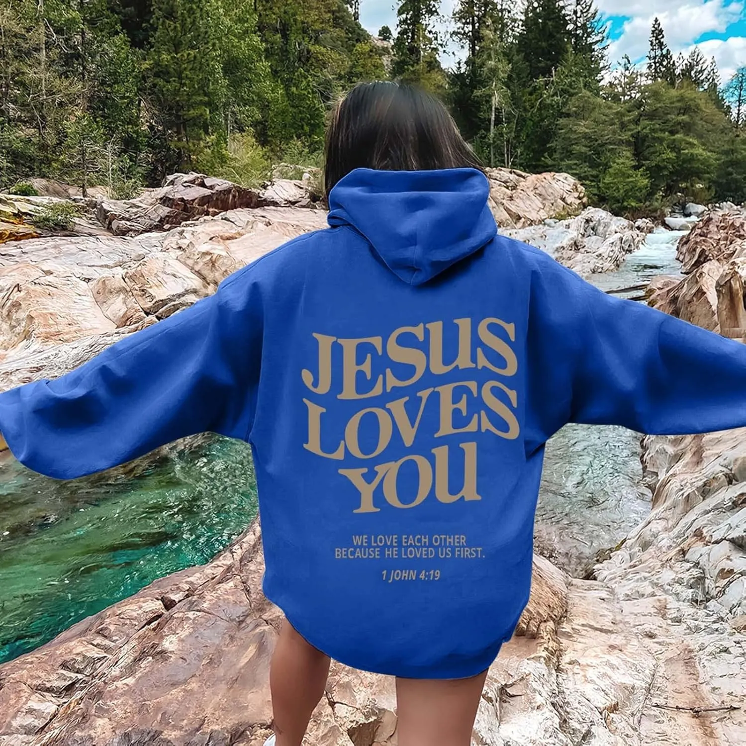 Jesus Loves You Hoodie for Women Men Have A Good Day Christian Hooded Sweatshirts Bible Verse Religious Pullover Tops