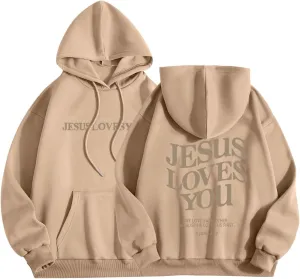 Jesus Loves You Hoodie Sweatshirt Jesus Christian Gifts Hooded Pullover Tops Streetwear Gift Y2K Clothes for Women Men