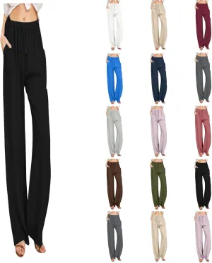 JiXiang Women Linen Pants Summer Wide Leg Casual Loose Drawstring High Waist Palazzo Pants Trousers with Pockets