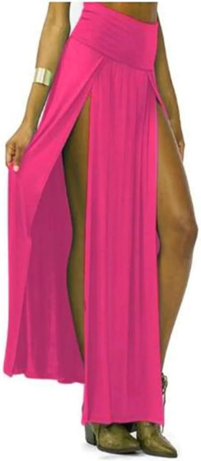 JiXiang Women's Maxi Skirt Sexy High Waisted Double Slits Open Long Dress Flowy Beach Swimsuit Cover Up Bikini Skirt