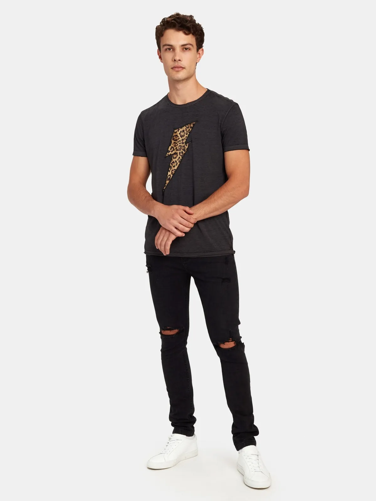 John Varvatos Cheetah Bolt Graphic Tee