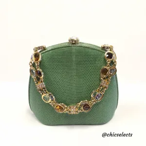 JUDITH LEIBER LIZARD EVENING CLUTCH JEWEL LINK CHAIN